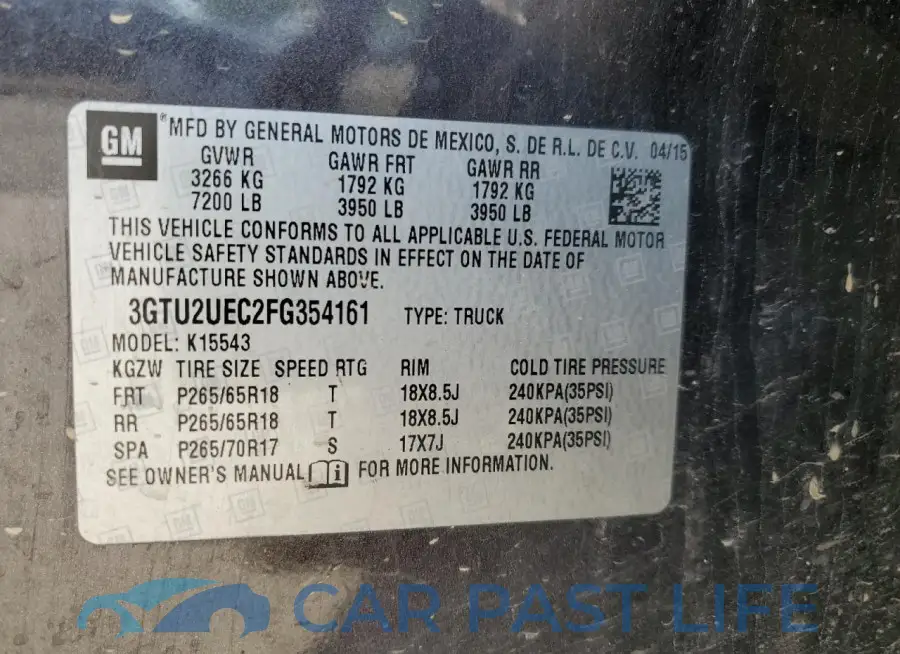 3GTU2UEC2FG354161# 12