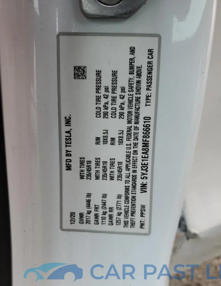 5YJ3E1EA8MF866610# 12