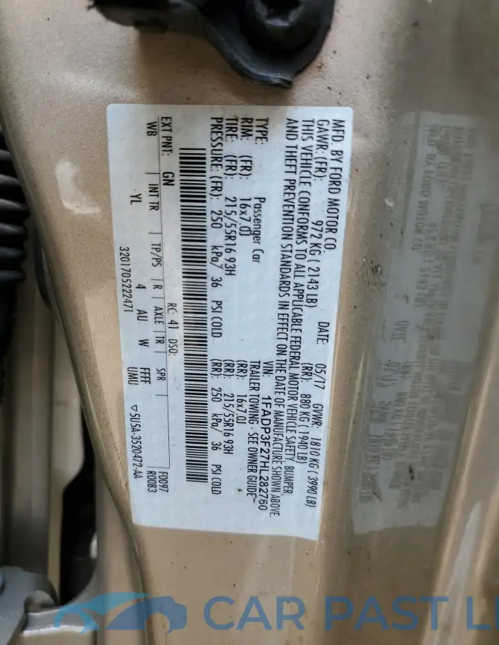 1FADP3F27HL282760# 12
