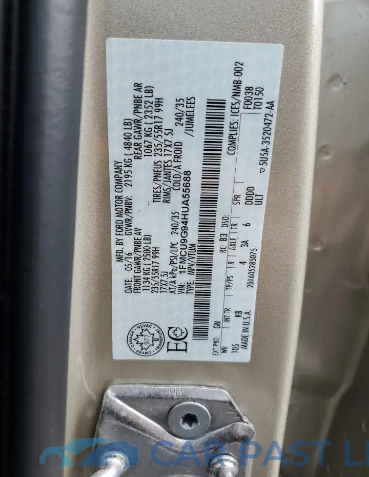 1FMCU9G94HUA55688# 13