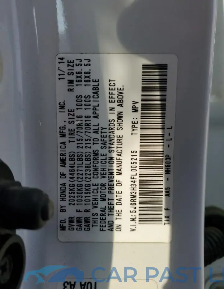 5J6RM3H34FL005215# 13