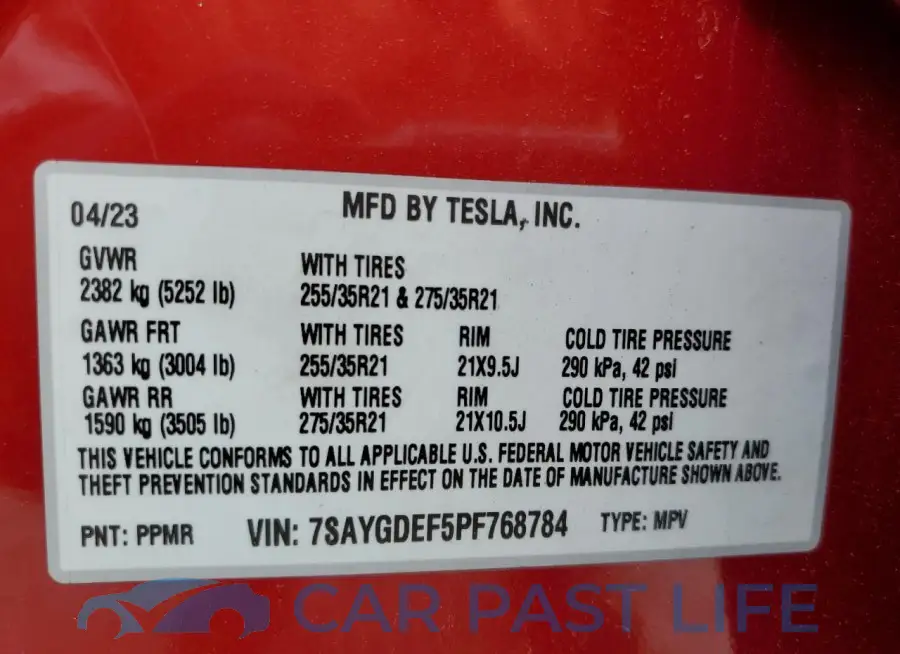 7SAYGDEF5PF768784# 12