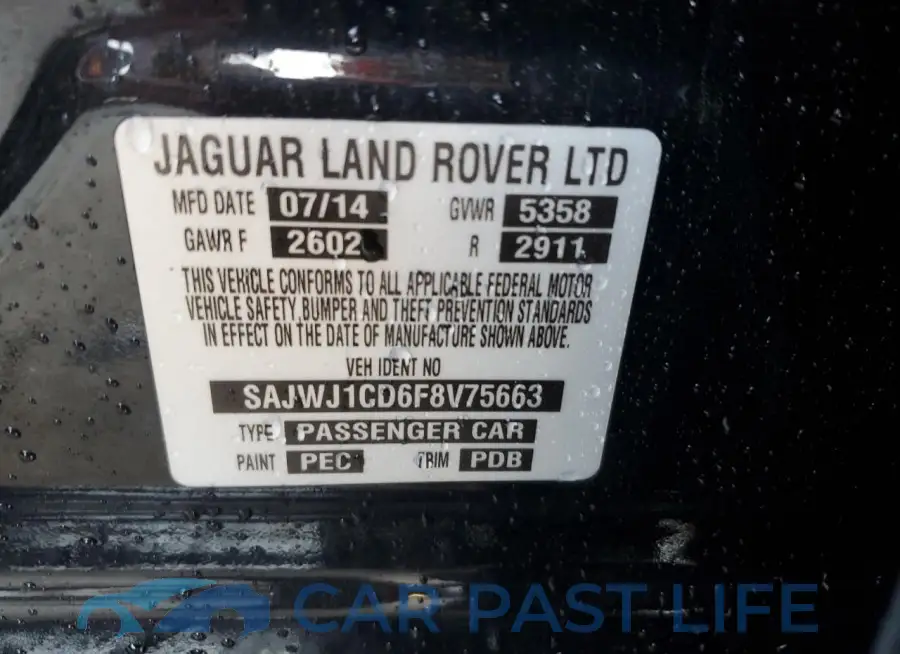 SAJWJ1CD6F8V75663# 12