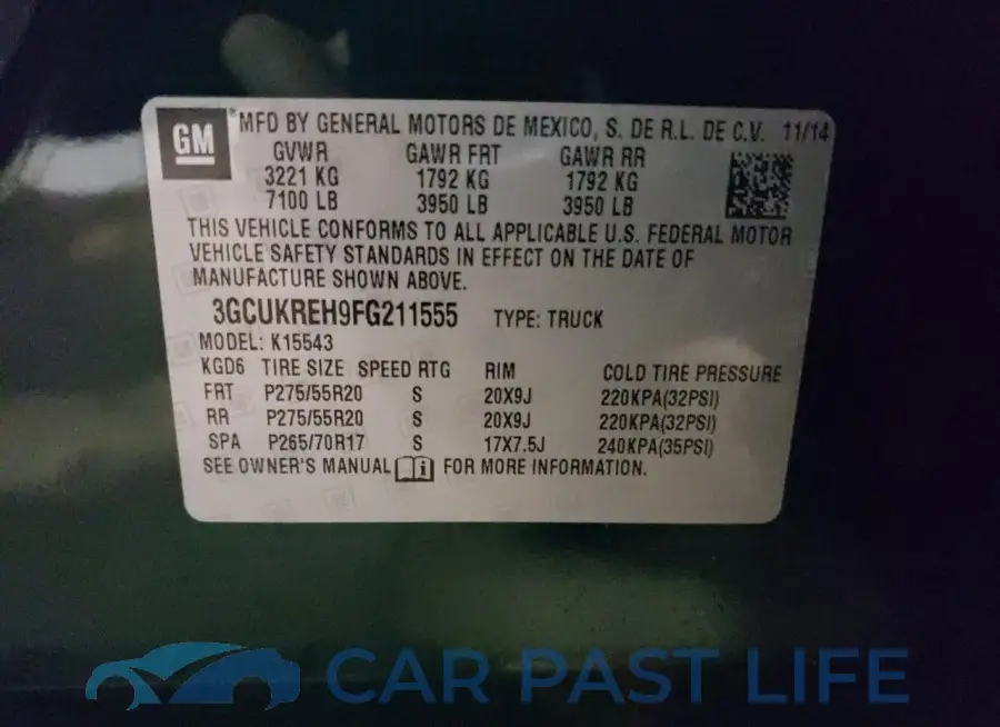 3GCUKREH9FG211555# 12