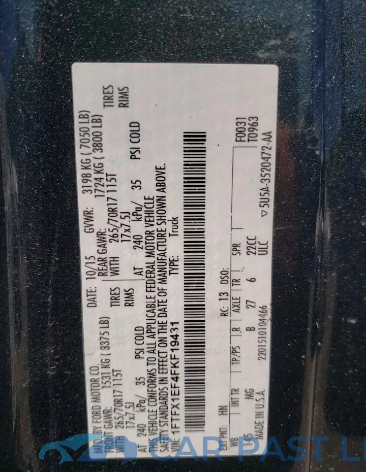 1FTFX1EF4FKF19431# 12