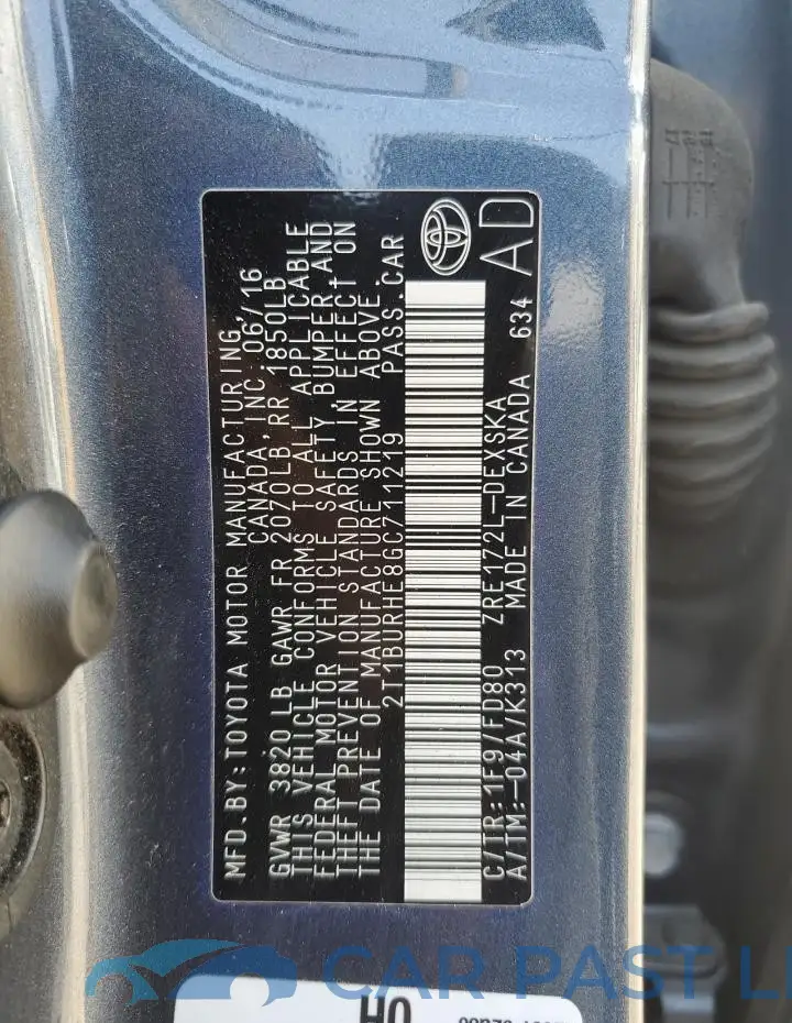 2T1BURHE8GC711219# 12
