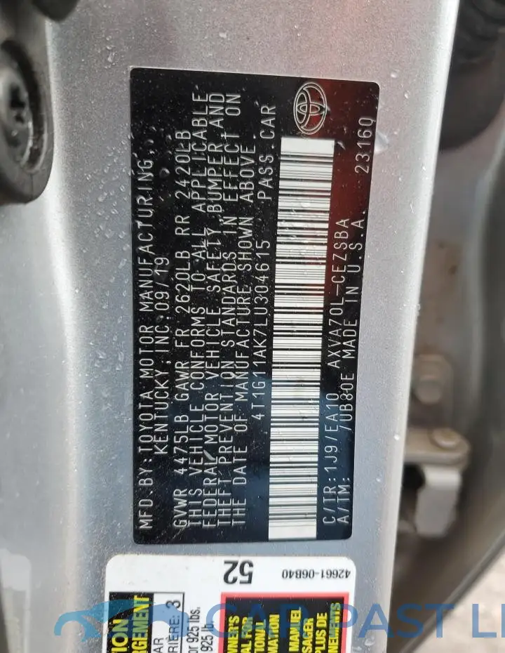 4T1G11AK7LU304615# 12