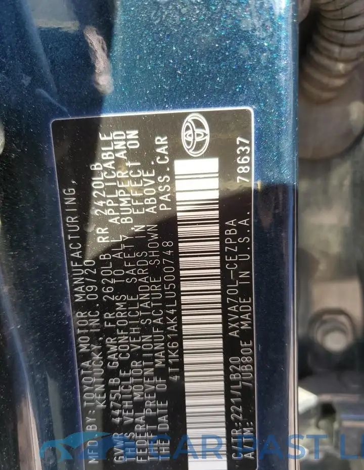 4T1K61AK4LU500748# 12