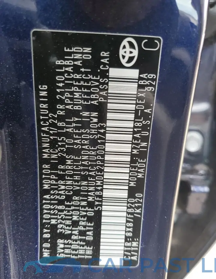 5YFB4MDE2PP001743# 12