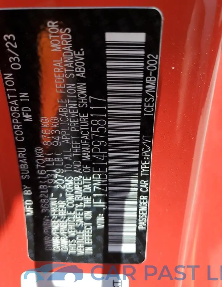 JF1ZNBE14P9758117# 13