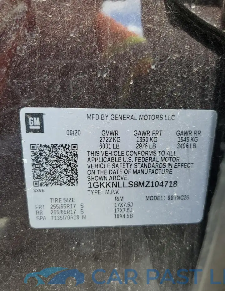 1GKKNLLS8MZ104718# 13