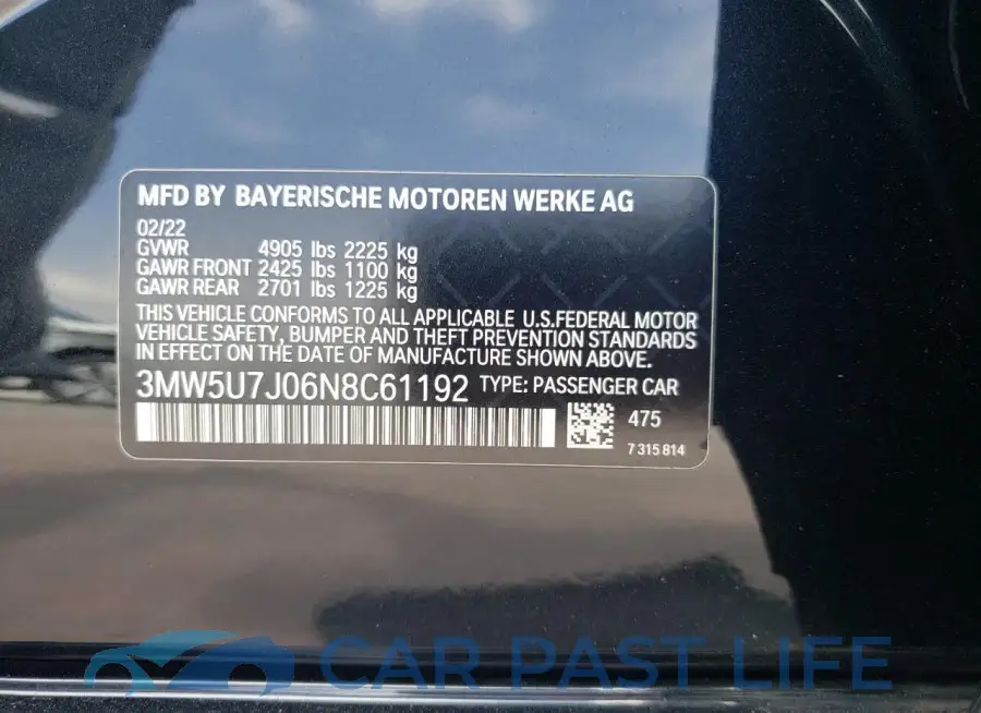 3MW5U7J06N8C61192# 12