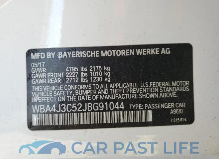 WBA4J3C52JBG91044# 12