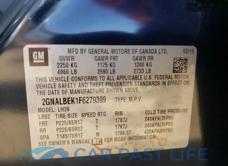 2GNALBEK1F6279399# 12