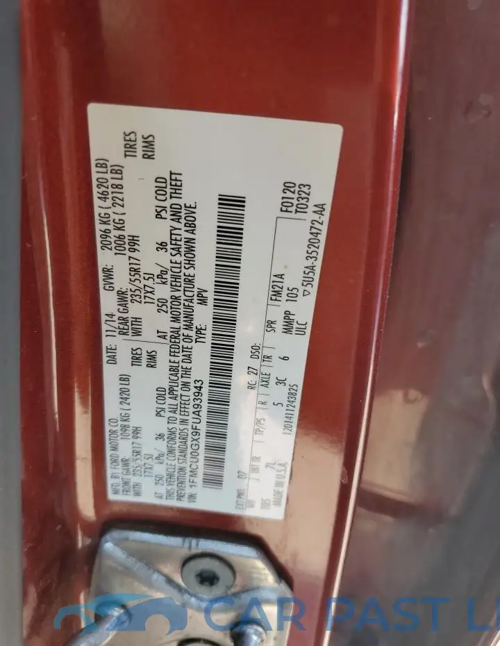 1FMCU0GX9FUA93943# 13