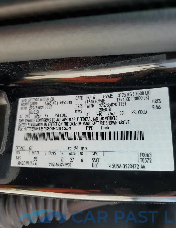 1FTEW1EG2GFC61251# 12