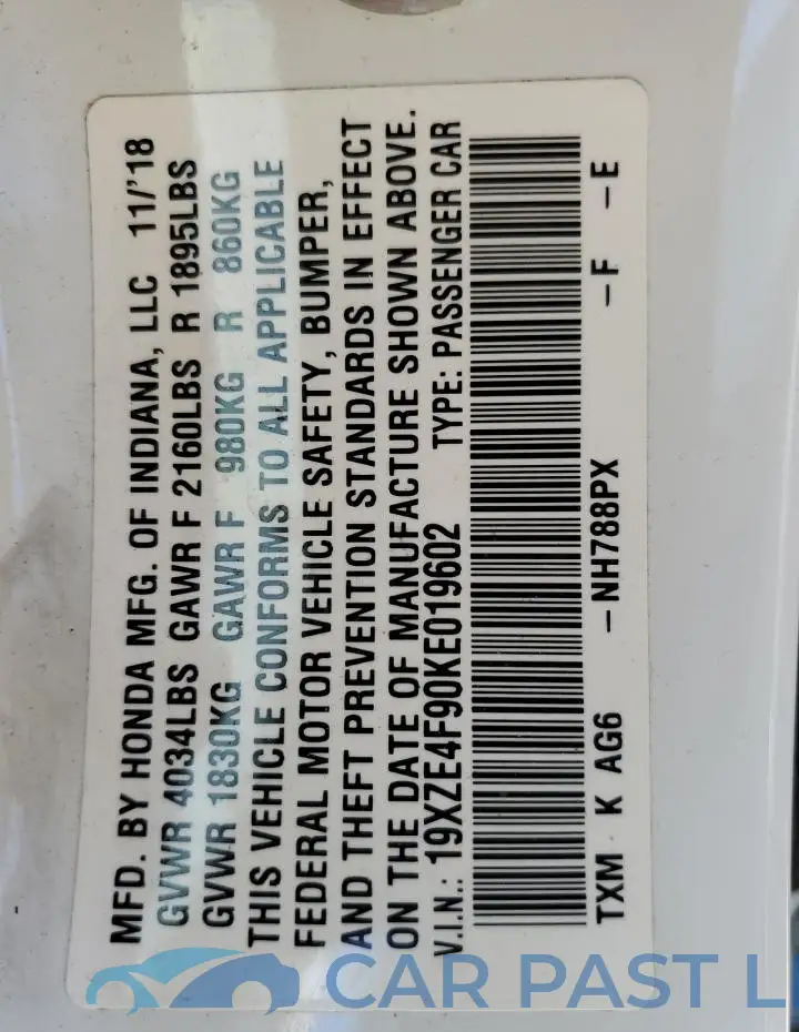 19XZE4F90KE019602# 13