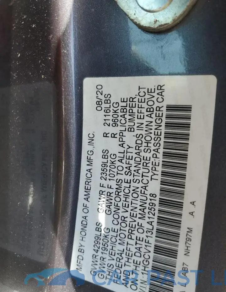 1HGCV1F13LA125918# 12