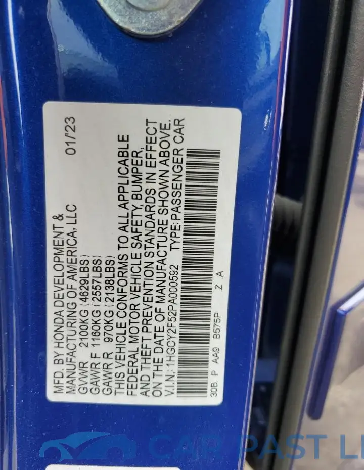 1HGCY2F52PA000592# 13