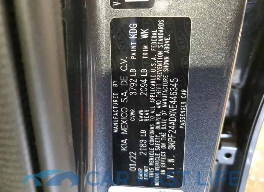 3KPF24ADXNE446345# 12