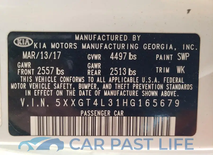 5XXGT4L31HG165679# 12