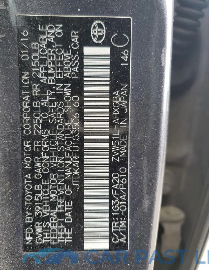 JTDKARFU1G3506160# 12