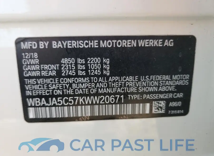 WBAJA5C57KWW20671# 12