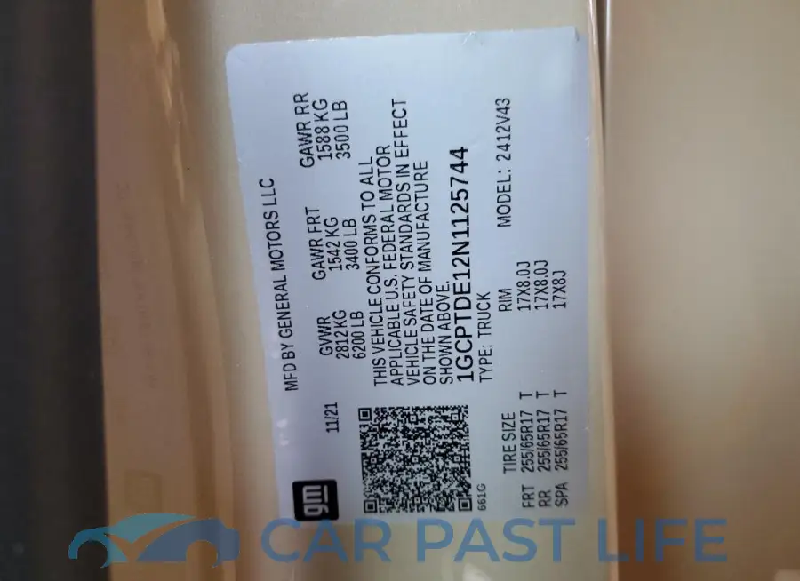 1GCPTDE12N1125744# 12