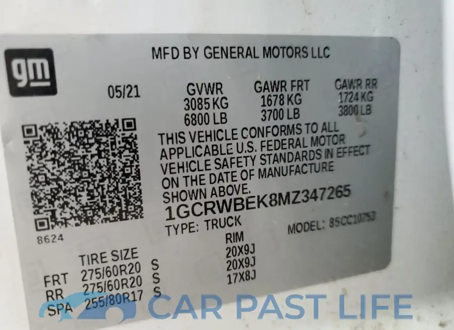 1GCRWBEK8MZ347265# 12