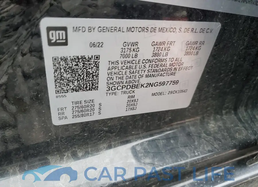 3GCPDBEK2NG597759# 12