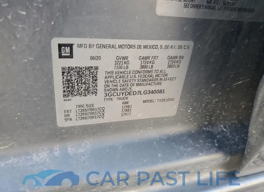 3GCUYDED7LG340081# 12