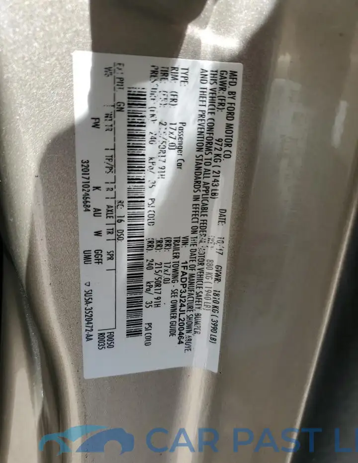 1FADP3J24JL200464# 12