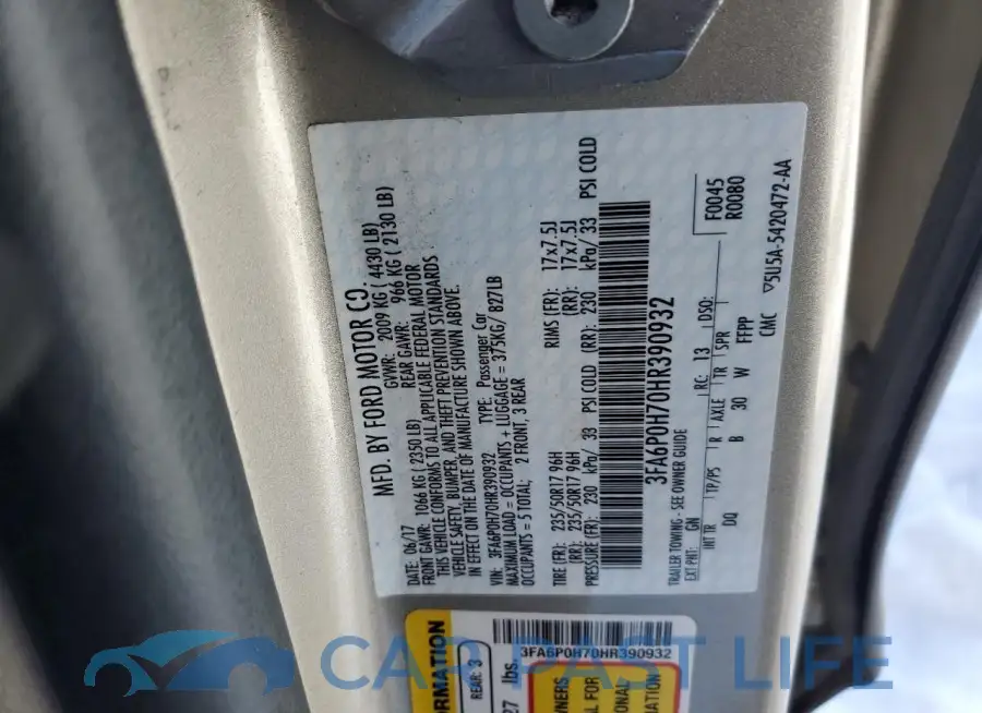 3FA6P0H70HR390932# 12