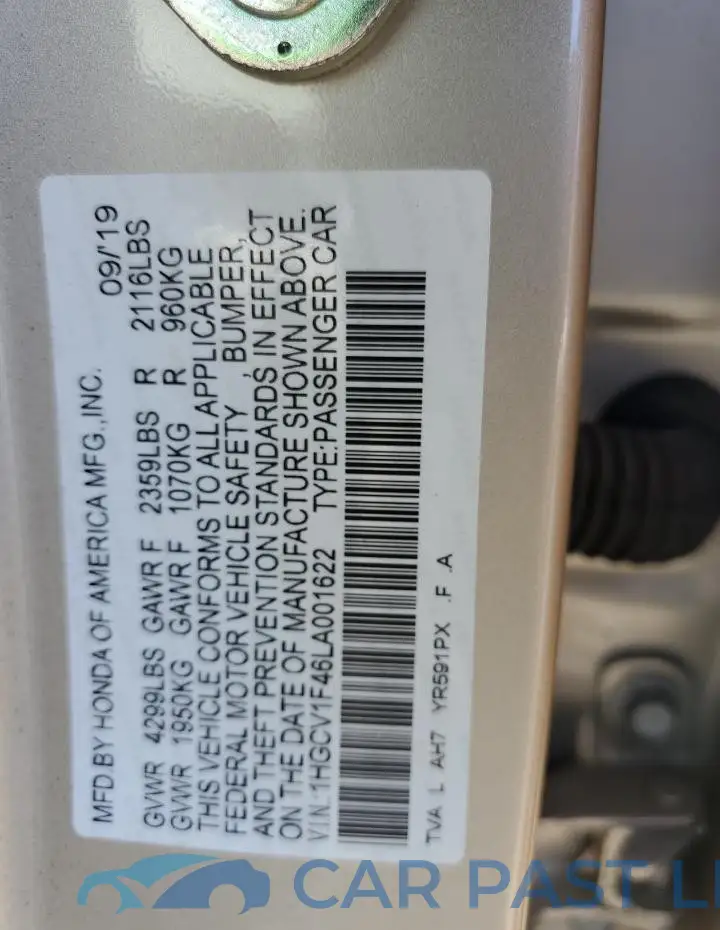 1HGCV1F46LA001622# 12