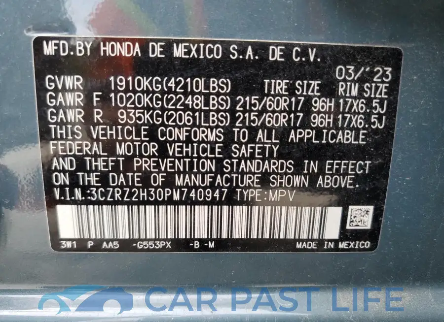 3CZRZ2H30PM740947# 13