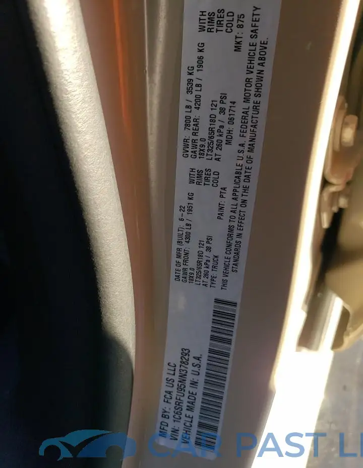 1C6SRFU95NN378293# 12