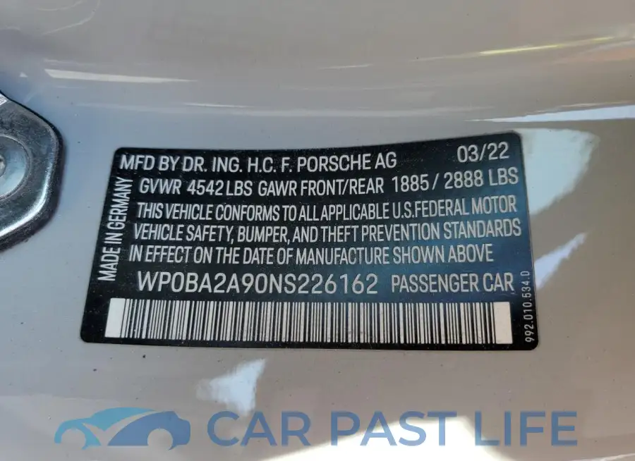 WP0BA2A90NS226162# 12