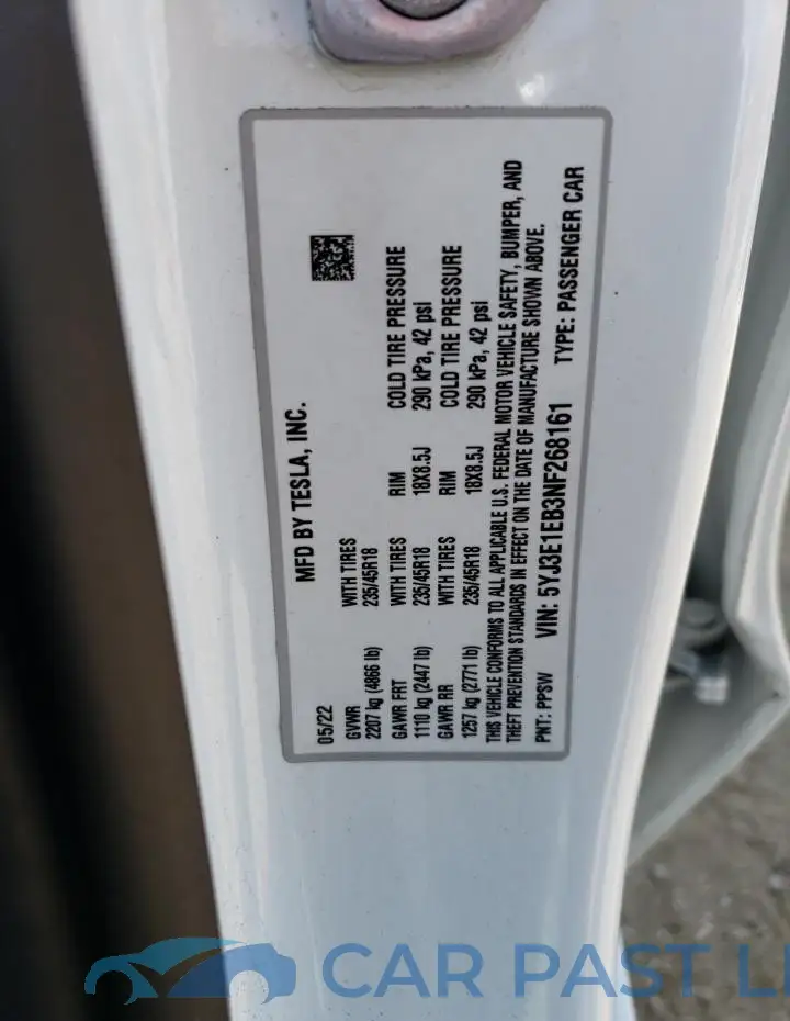5YJ3E1EB3NF268161# 13