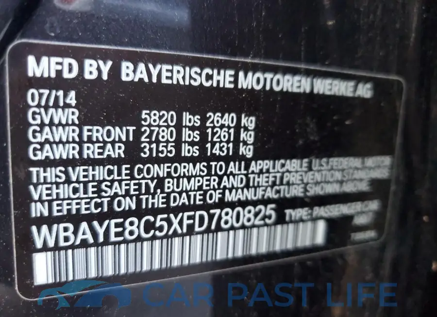 WBAYE8C5XFD780825# 12