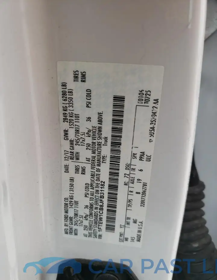 1FTEW1CB8JFB31182# 12