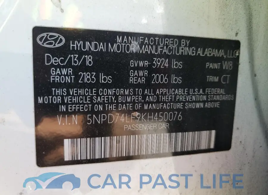 5NPD74LF9KH450076# 12