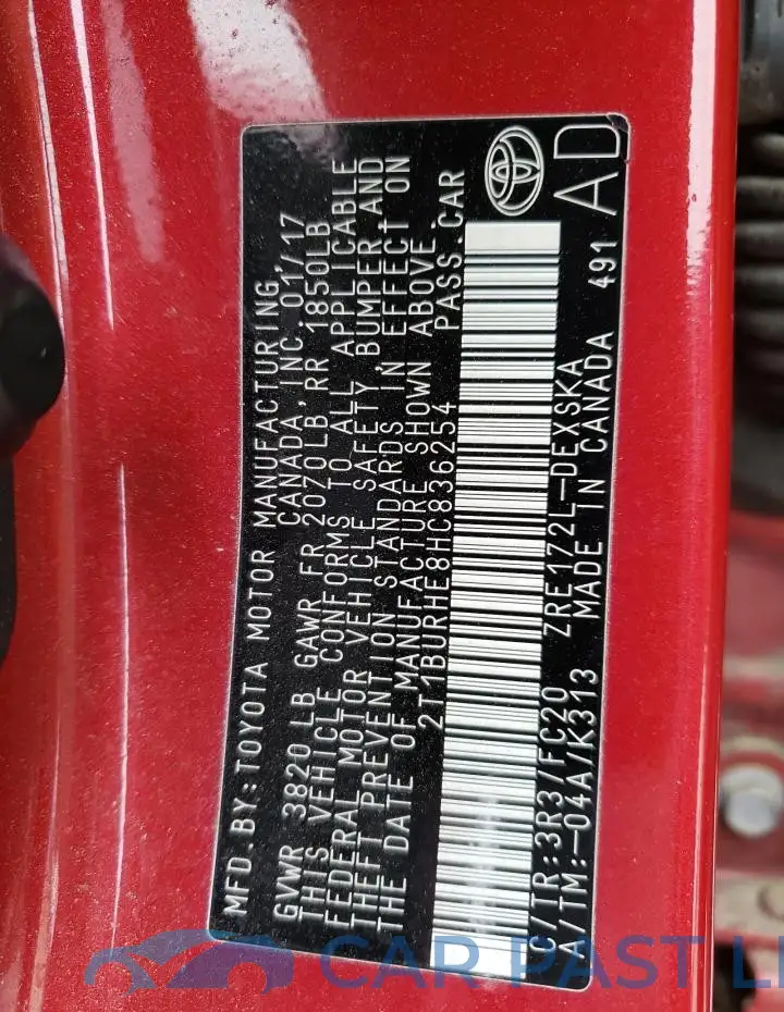 2T1BURHE8HC836254# 12
