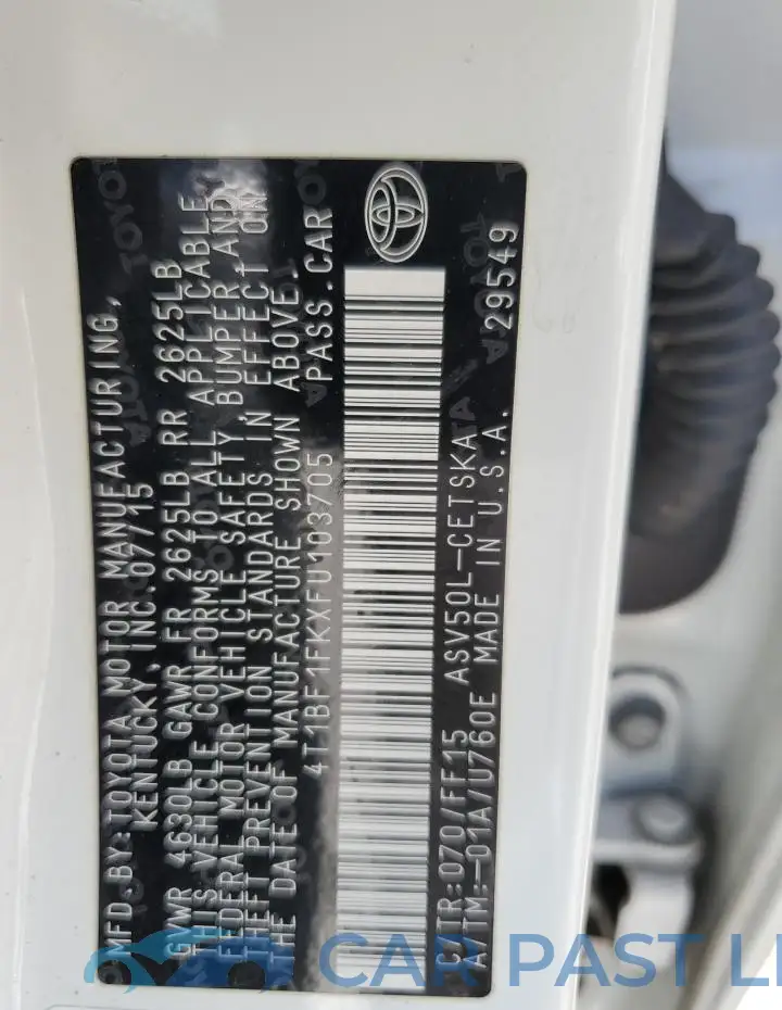 4T1BF1FKXFU103705# 12