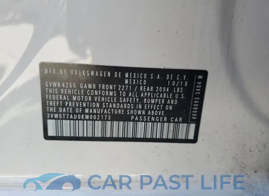 3VW5T7AU0KM002173# 13