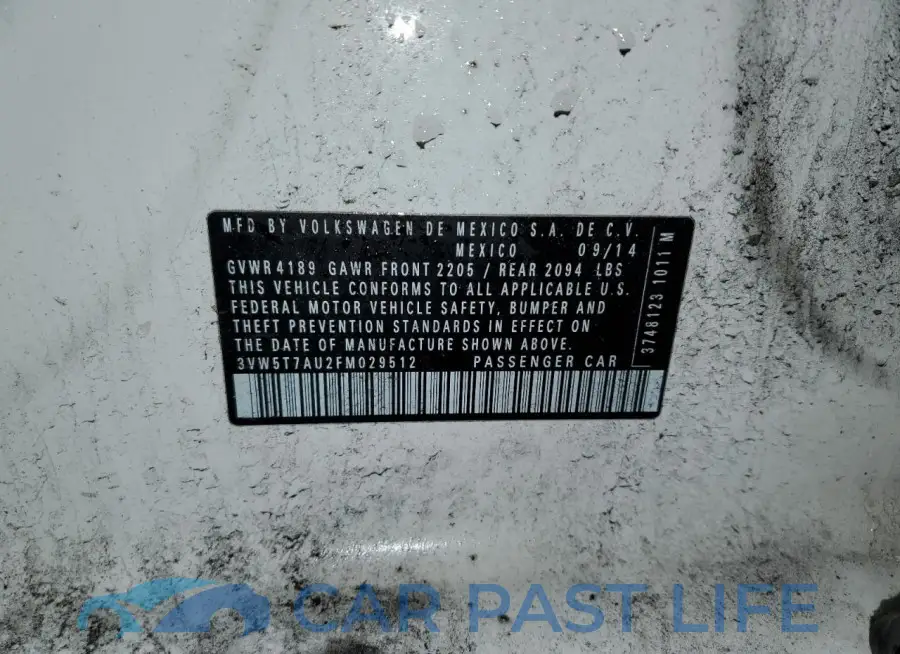 3VW5T7AU2FM029512# 12