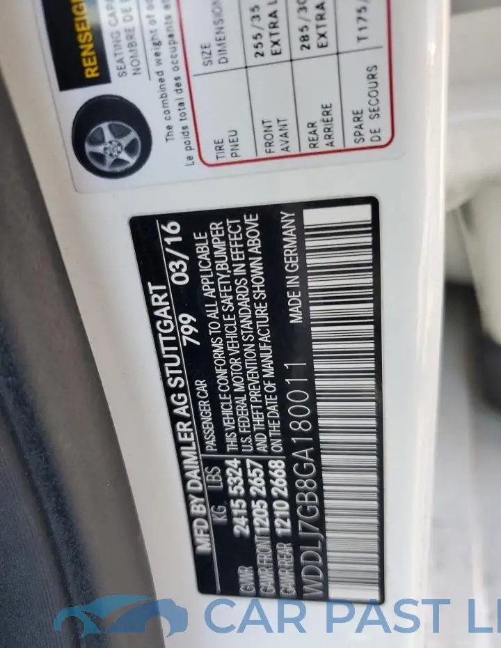 WDDLJ7GB8GA180011# 12