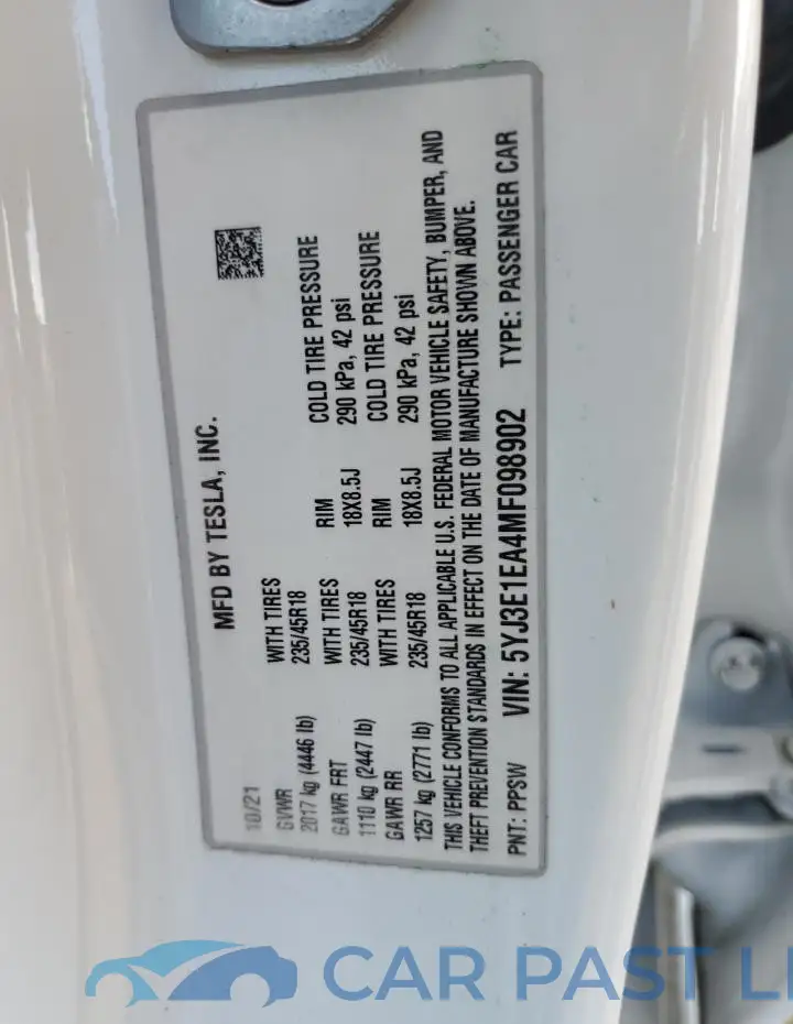 5YJ3E1EA4MF098902# 12