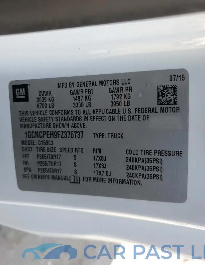 1GCNCPEH9FZ376737# 12