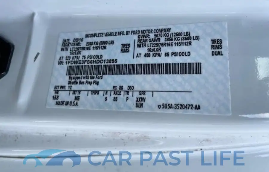 1FDWE3FS6HDC13895# 10