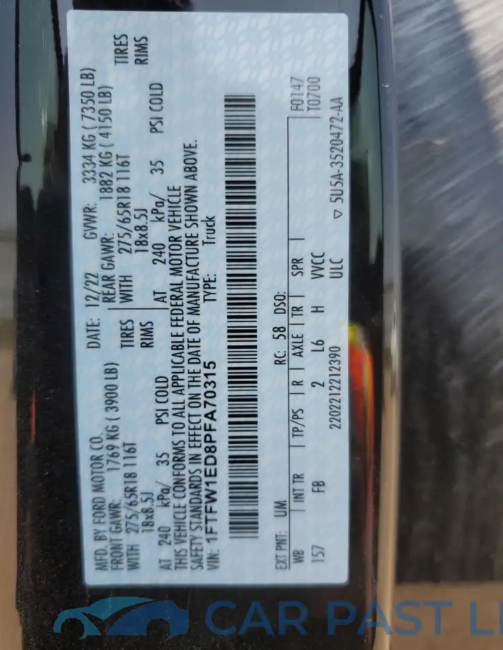 1FTFW1ED8PFA70315# 13